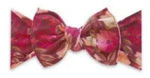 Baby Bling Burgundy Floral Printed Knot Headband