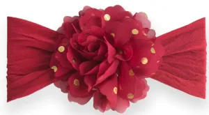 Baby Bling Gold Dot Flower Headband-Red