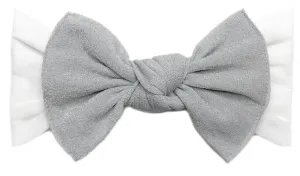 Baby Bling Metallic Knot Headband-Silver on White