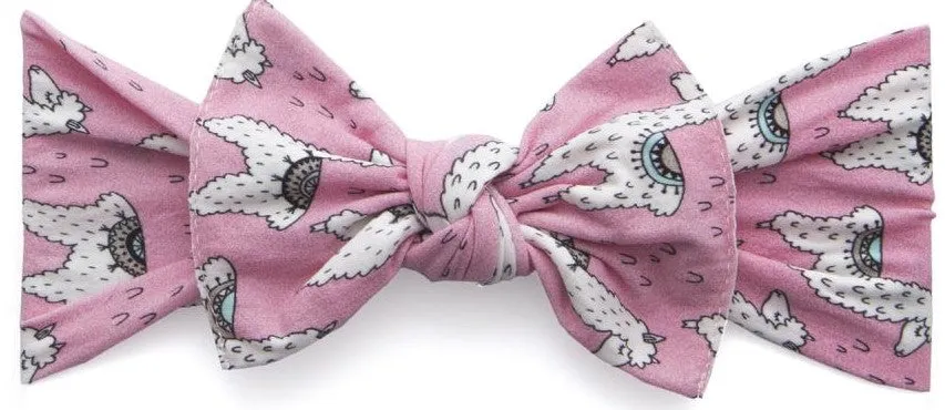 Baby Bling Pink Llama Printed Knot Headband