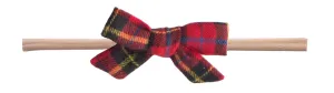 Baby Bling Plaid Flannel Cotton Print Skinny Bow Headband