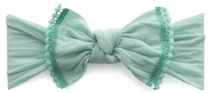 Baby Bling Seafoam w/Aqua Mini Pom Trimmed Knot Headband