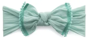 Baby Bling Seafoam w/Aqua Mini Pom Trimmed Knot Headband