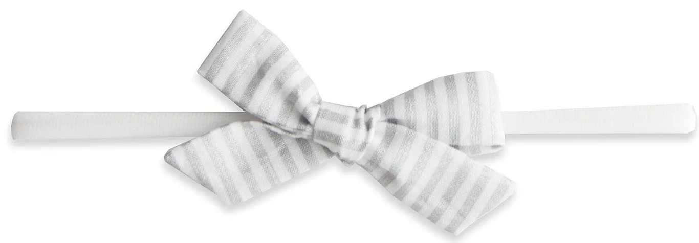 Baby Bling Silver Stripe Cotton Print Skinny Bow Headband