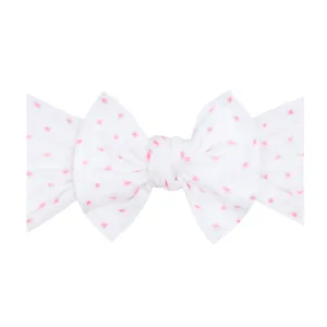 Baby Bling White w/Pink Shabby Dot Knot Headband