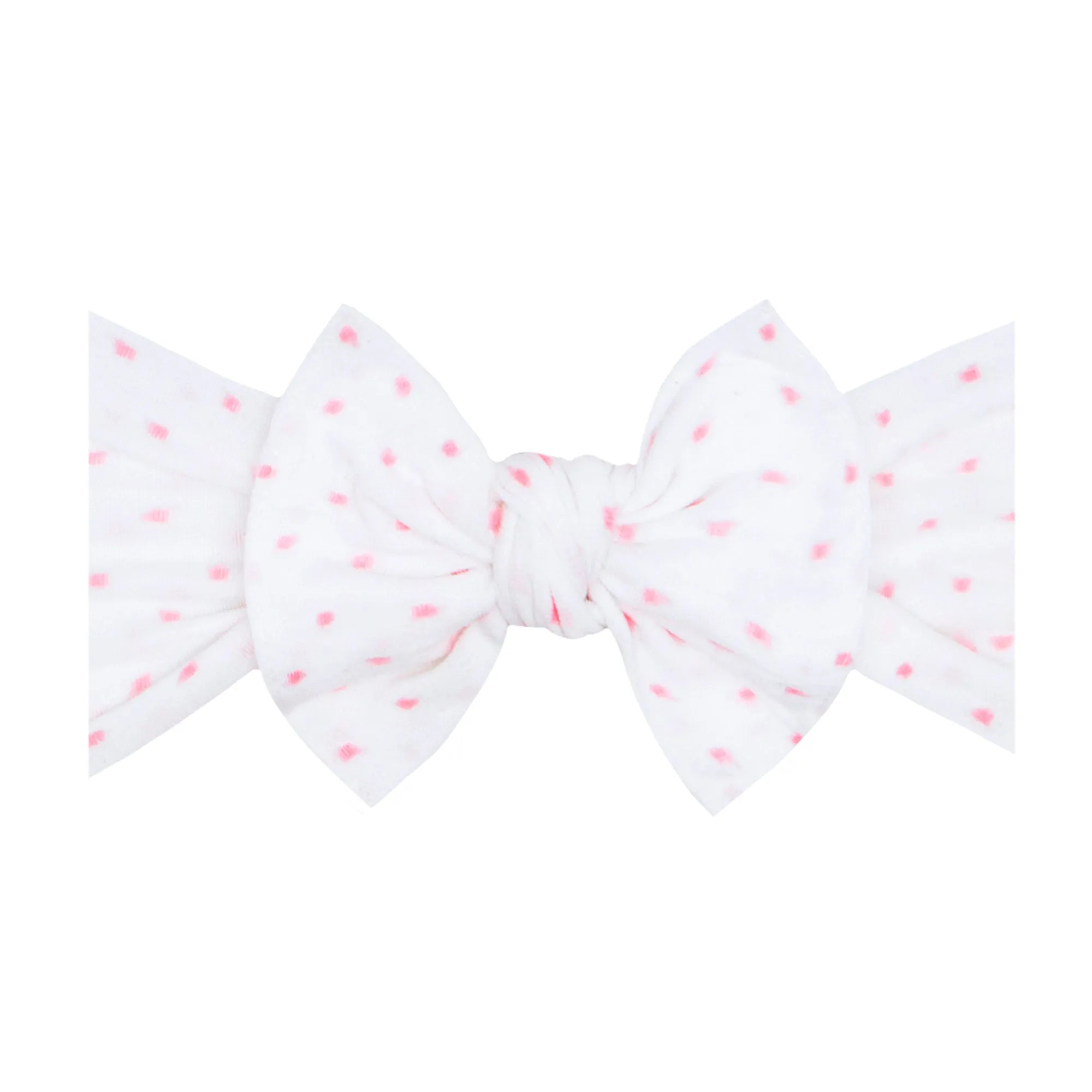 Baby Bling White w/Pink Shabby Dot Knot Headband