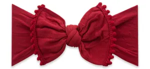 Baby Bling Winter Red Classic Pom Trimmed Knot Headband