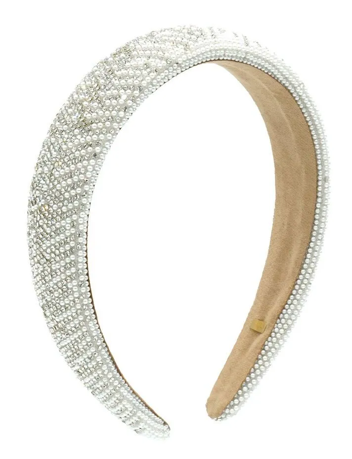 Bari Lynn Fully Crystalized & Pearl Headband - Aurora Borealis