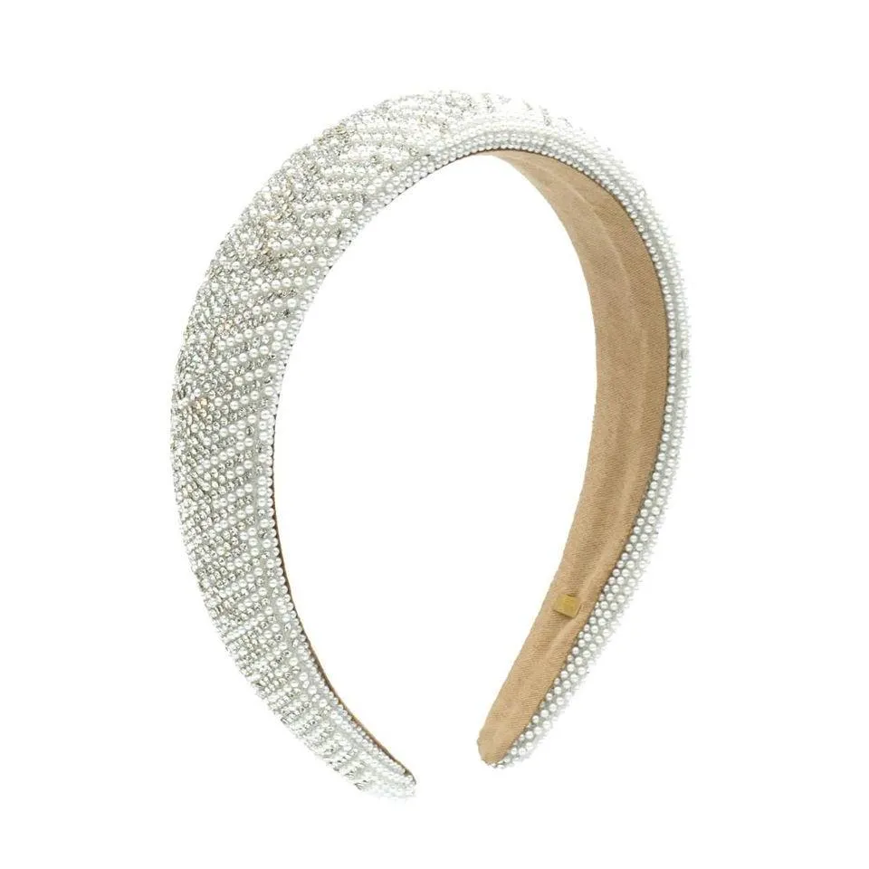 Bari Lynn Fully Crystalized & Pearl Headband - Aurora Borealis