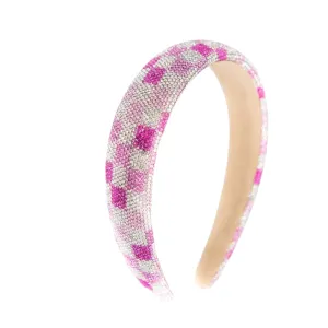 Bari Lynn Fully Crystalized Check Headband - Pink
