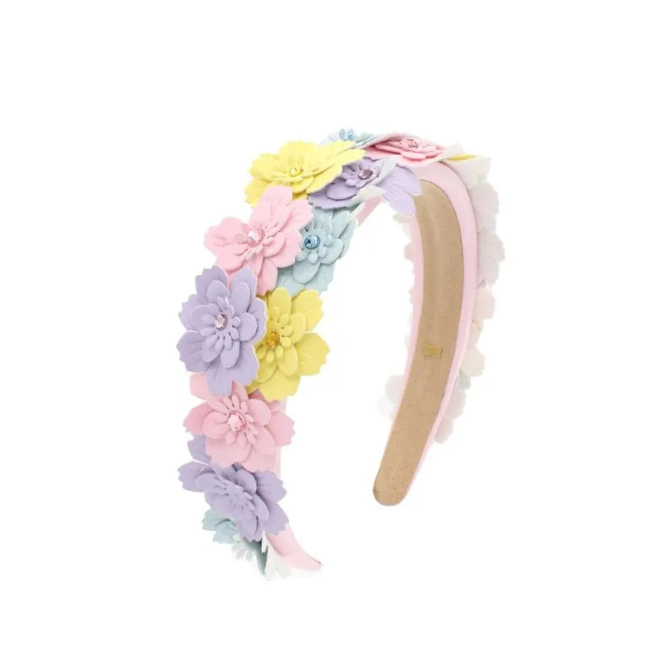 Bari Lynn Multi Flower Crystal Padded Headband - Pastel