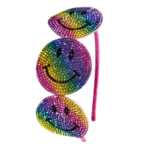 Bari Lynn Rhinestone Smiley Trio Headband - Rainbow