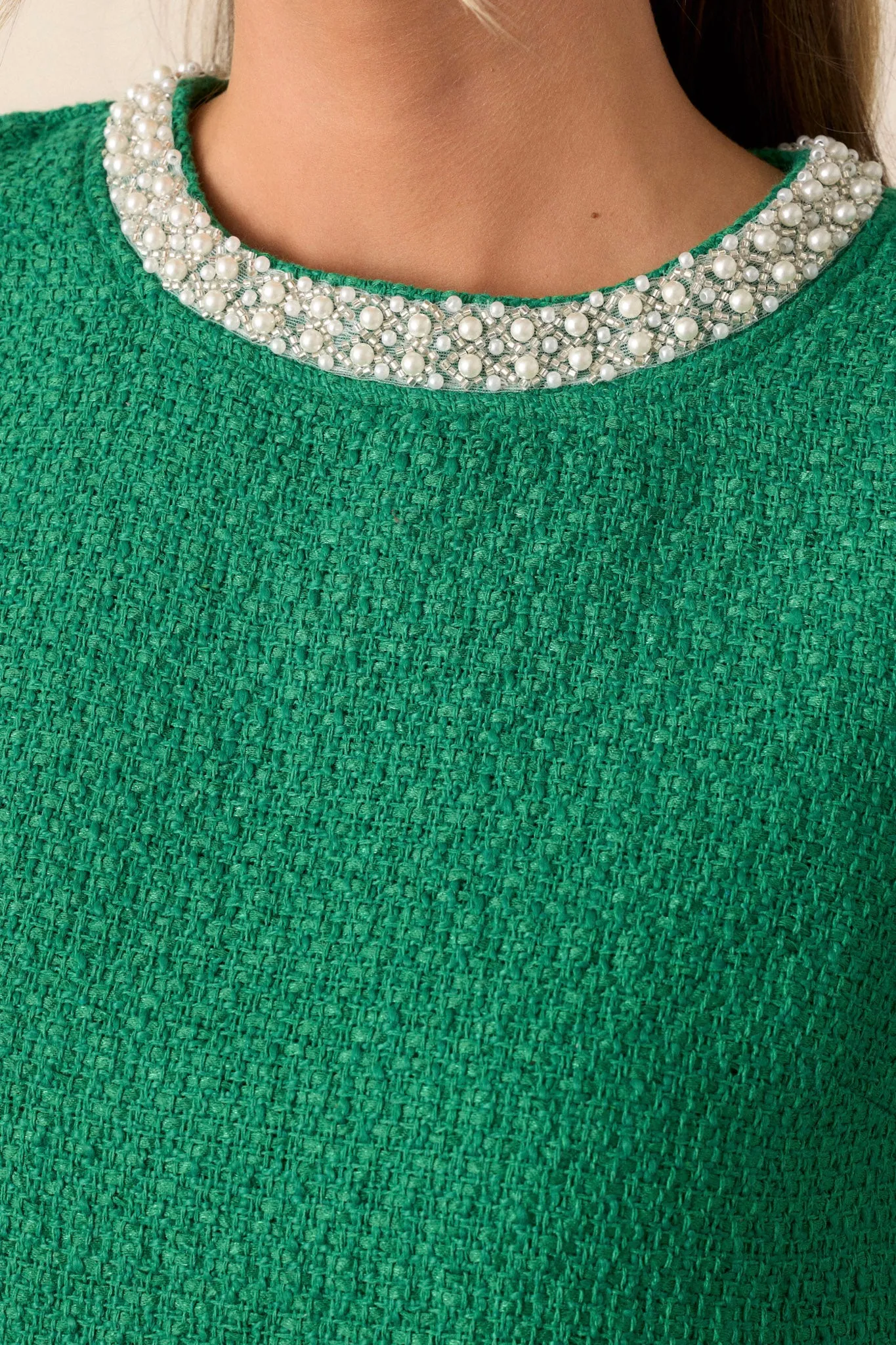 Bejeweled Jade Green Bubble Sleeve Top
