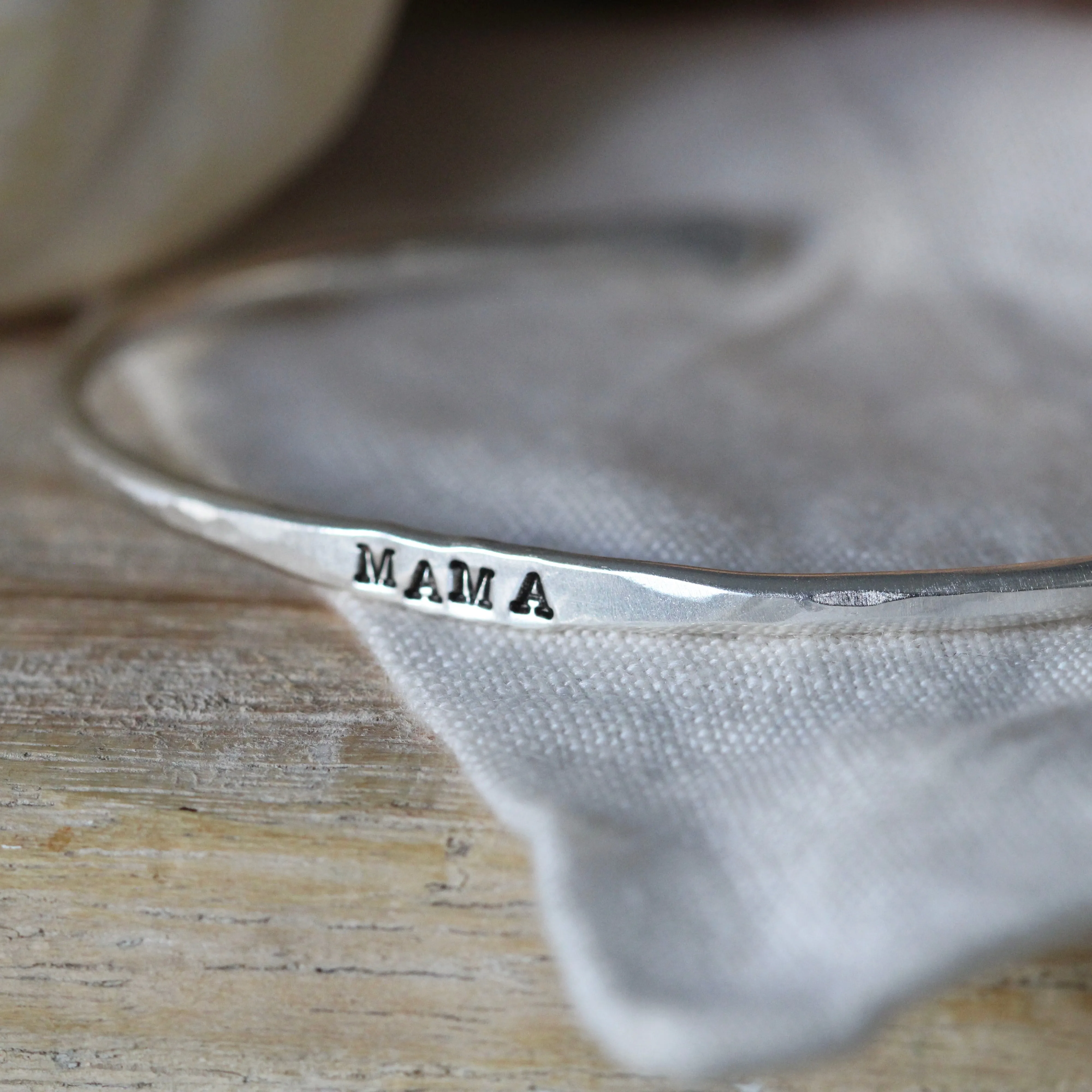 Birthstone Sterling Silver Stacking Cuff Bracelet