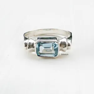 Blue Topaz Silver Ring