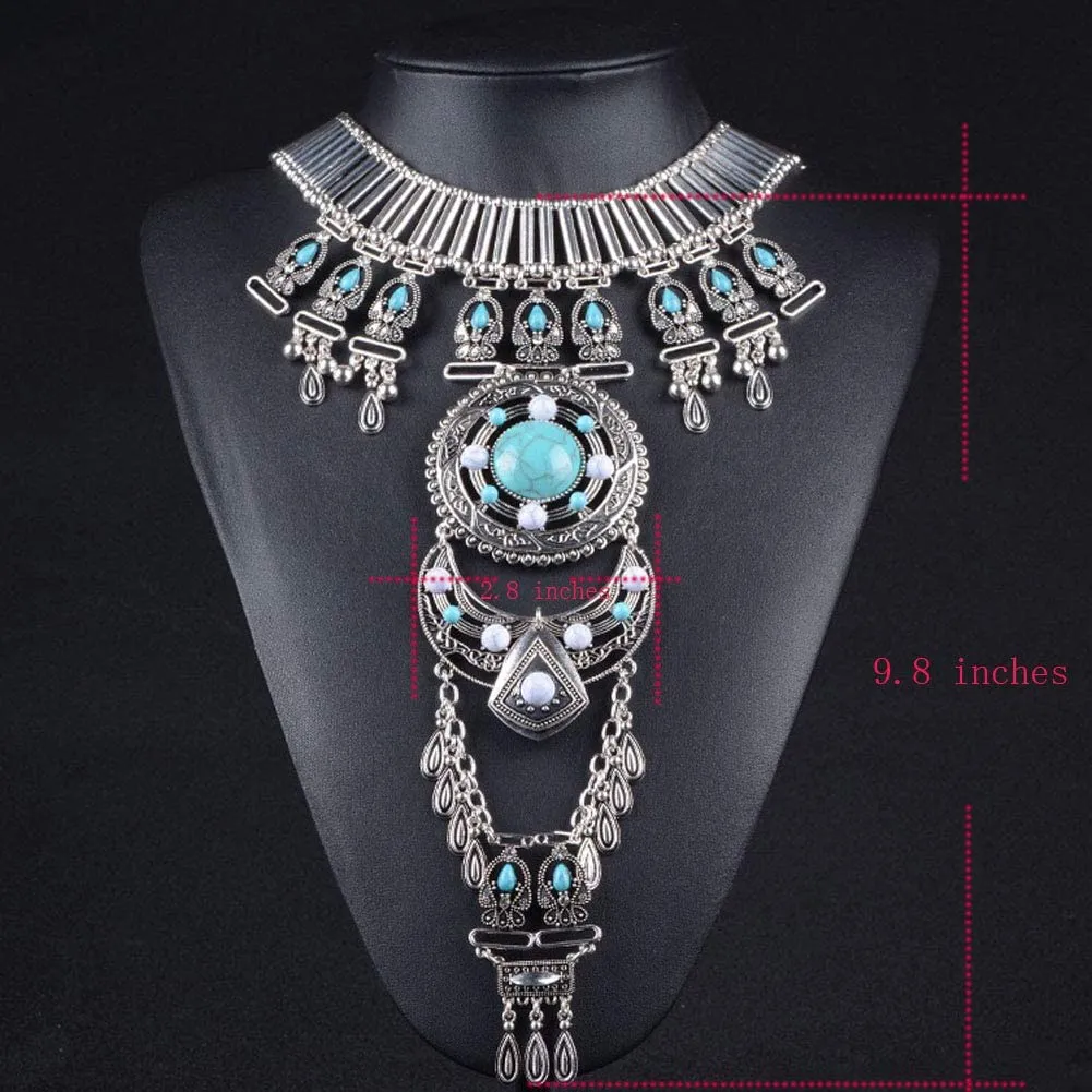 Boho Statement Turquoise Necklace Dancer Necklace Crossover Harness Bikini Waist Belly Sexy Body Chains for Women