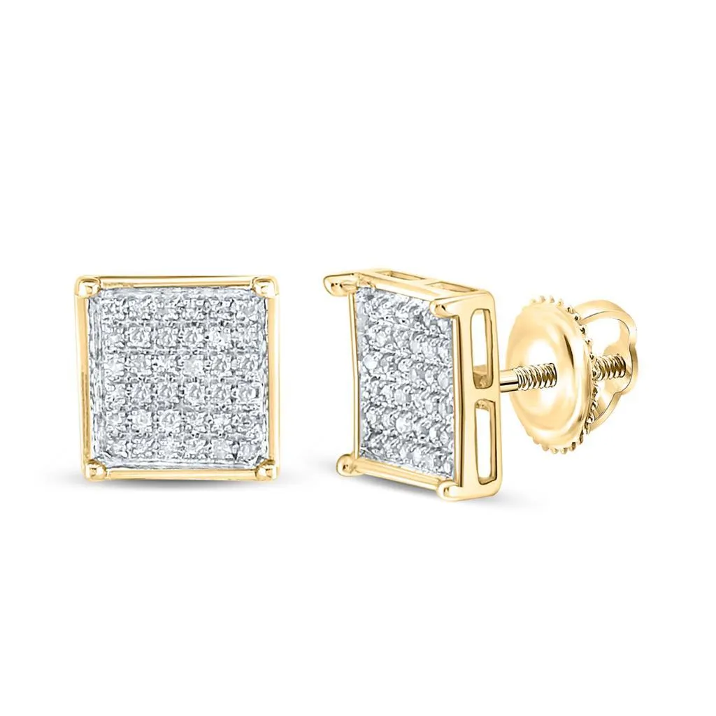 Box Micro Pave Diamond Earrings 10K Gold