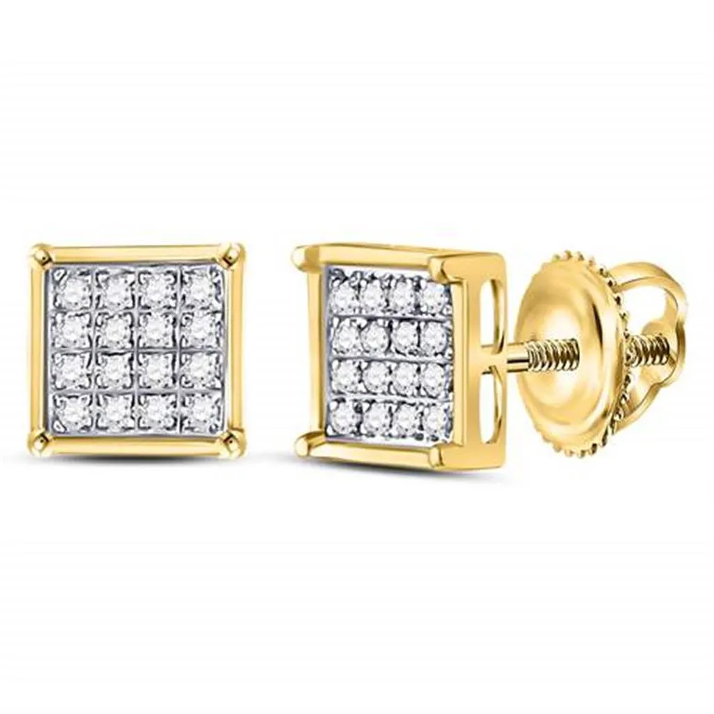 Box Micro Pave Diamond Earrings 10K Gold