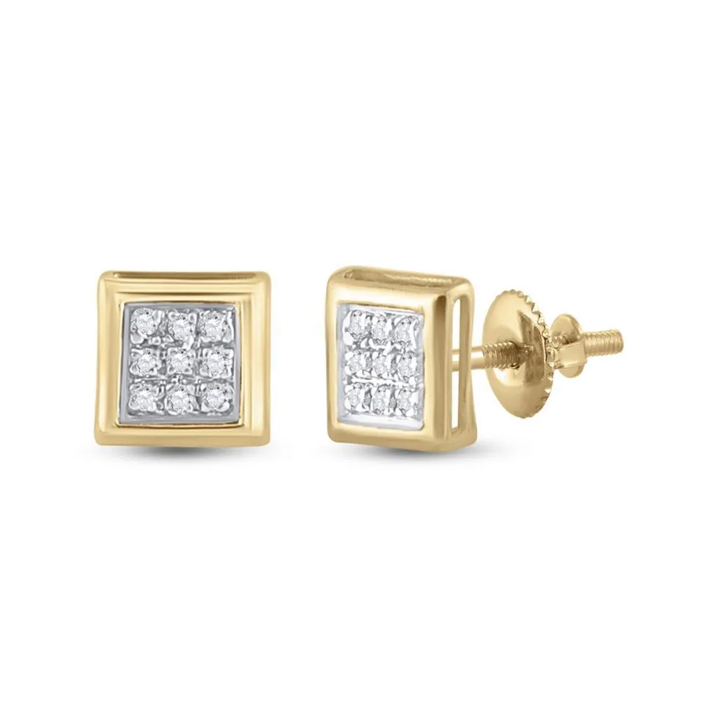Box Micro Pave Diamond Earrings 10K Gold