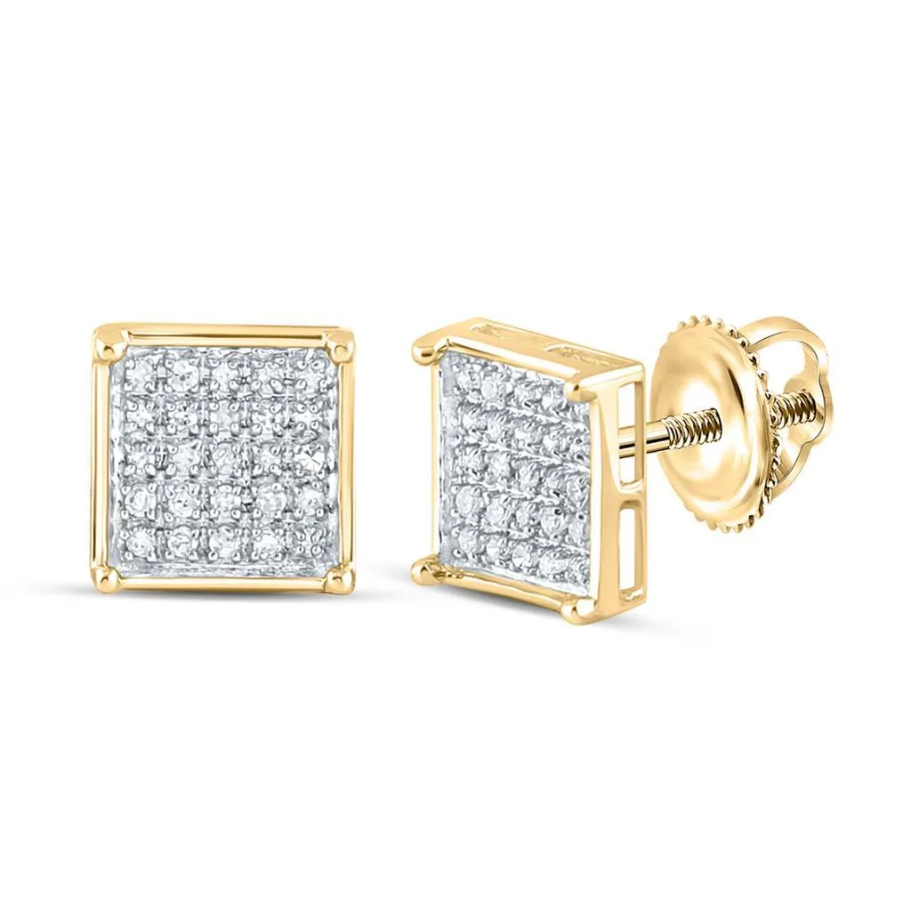 Box Micro Pave Diamond Earrings 10K Gold