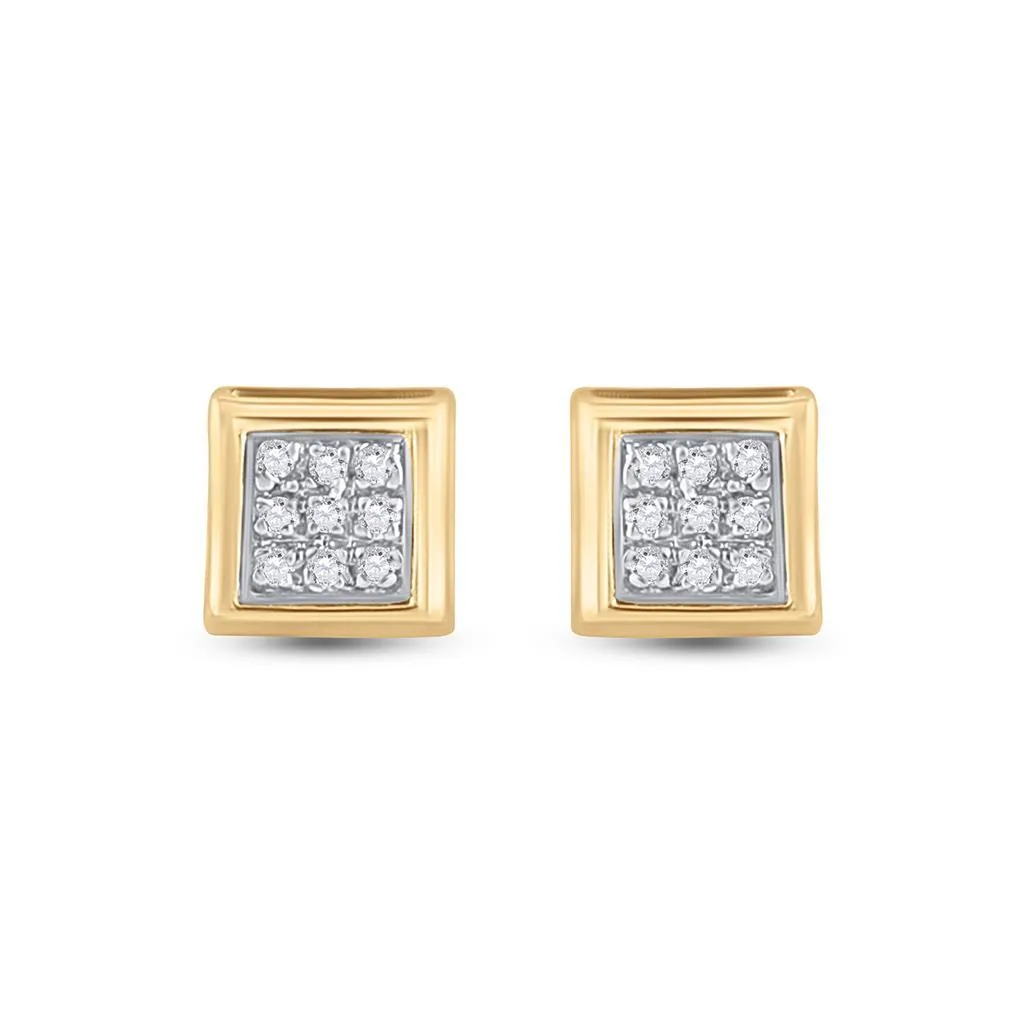 Box Micro Pave Diamond Earrings 10K Gold