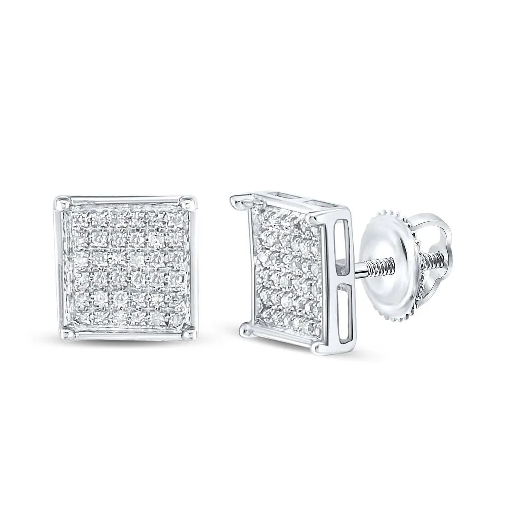 Box Micro Pave Diamond Earrings 10K Gold