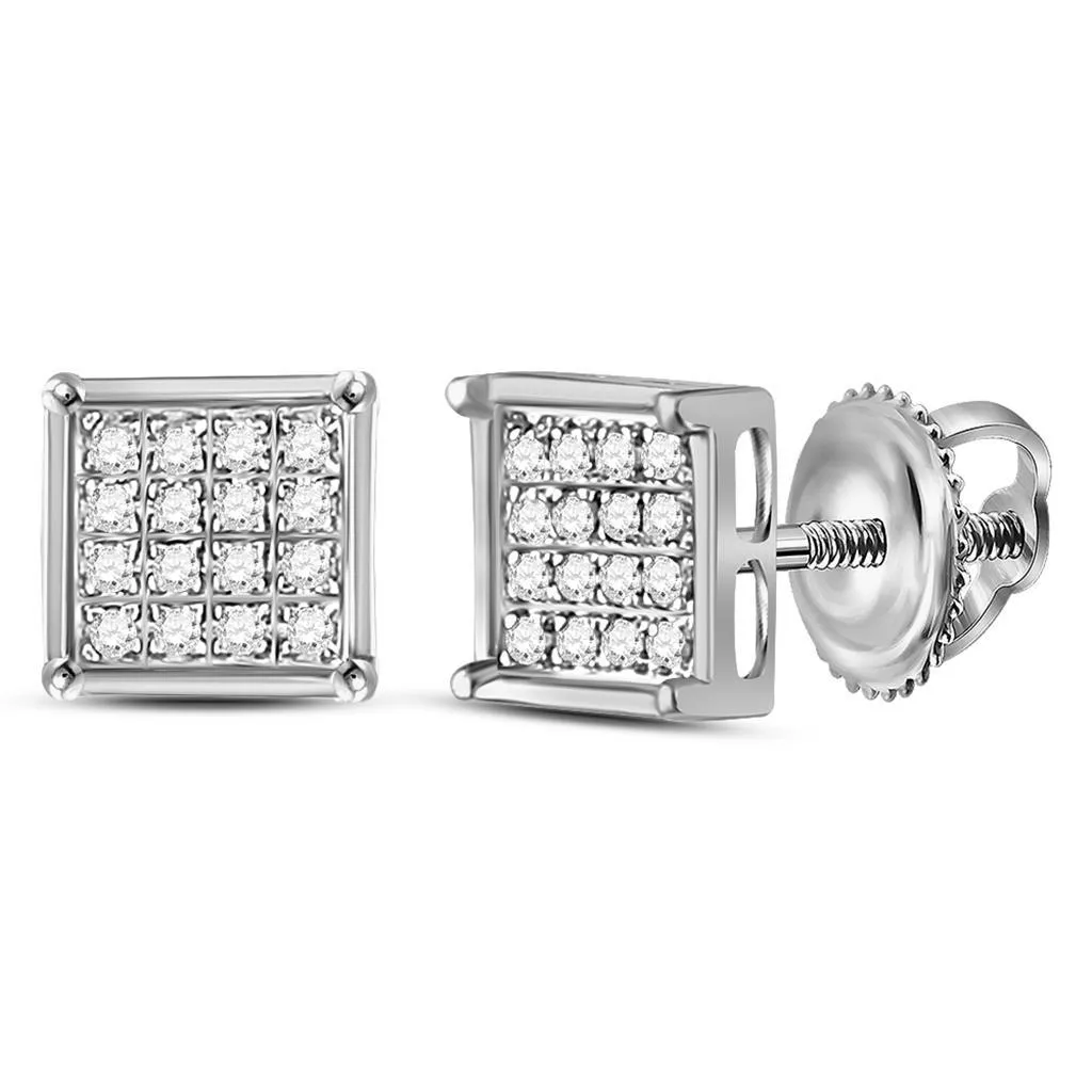 Box Micro Pave Diamond Earrings 10K Gold