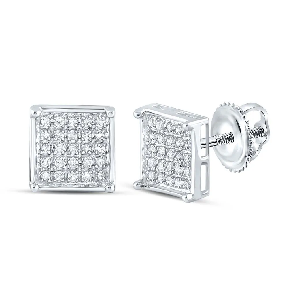 Box Micro Pave Diamond Earrings 10K Gold