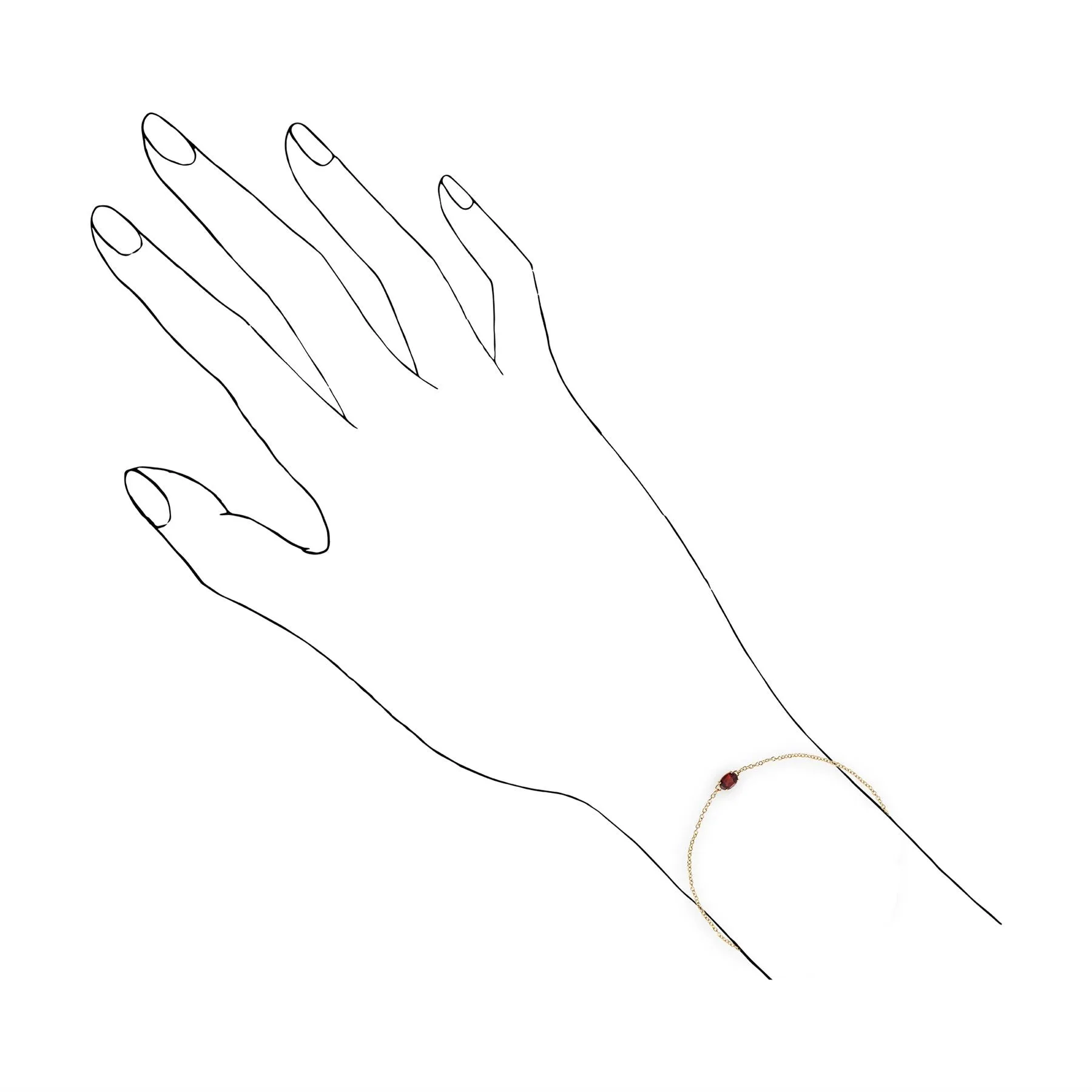 Bracelet Classique Or Jaune 375 Grenat Oval