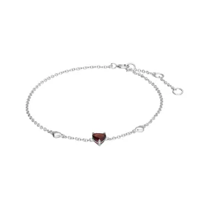 Bracelet Coeur Or Blanc 375 avec Grenat