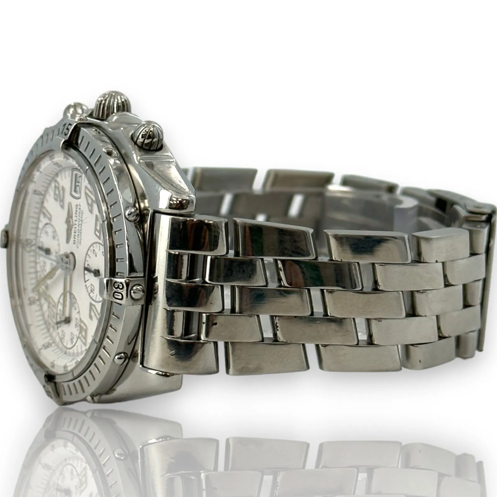 Breitling Chronomat Blackbird A13350 40mm White Dial Watch