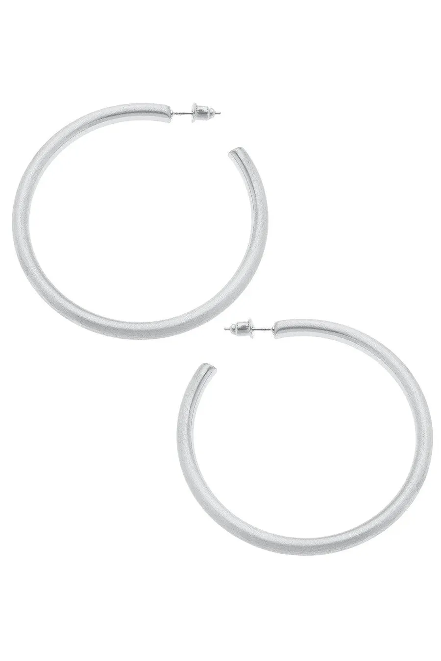Canvas Ivy Hoop Earrings in Silver