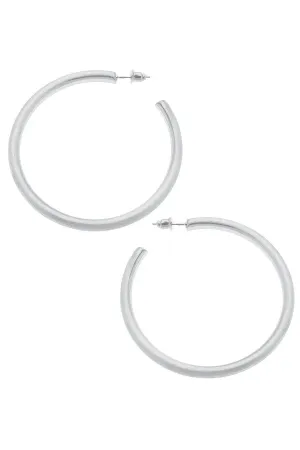 Canvas Ivy Hoop Earrings in Silver