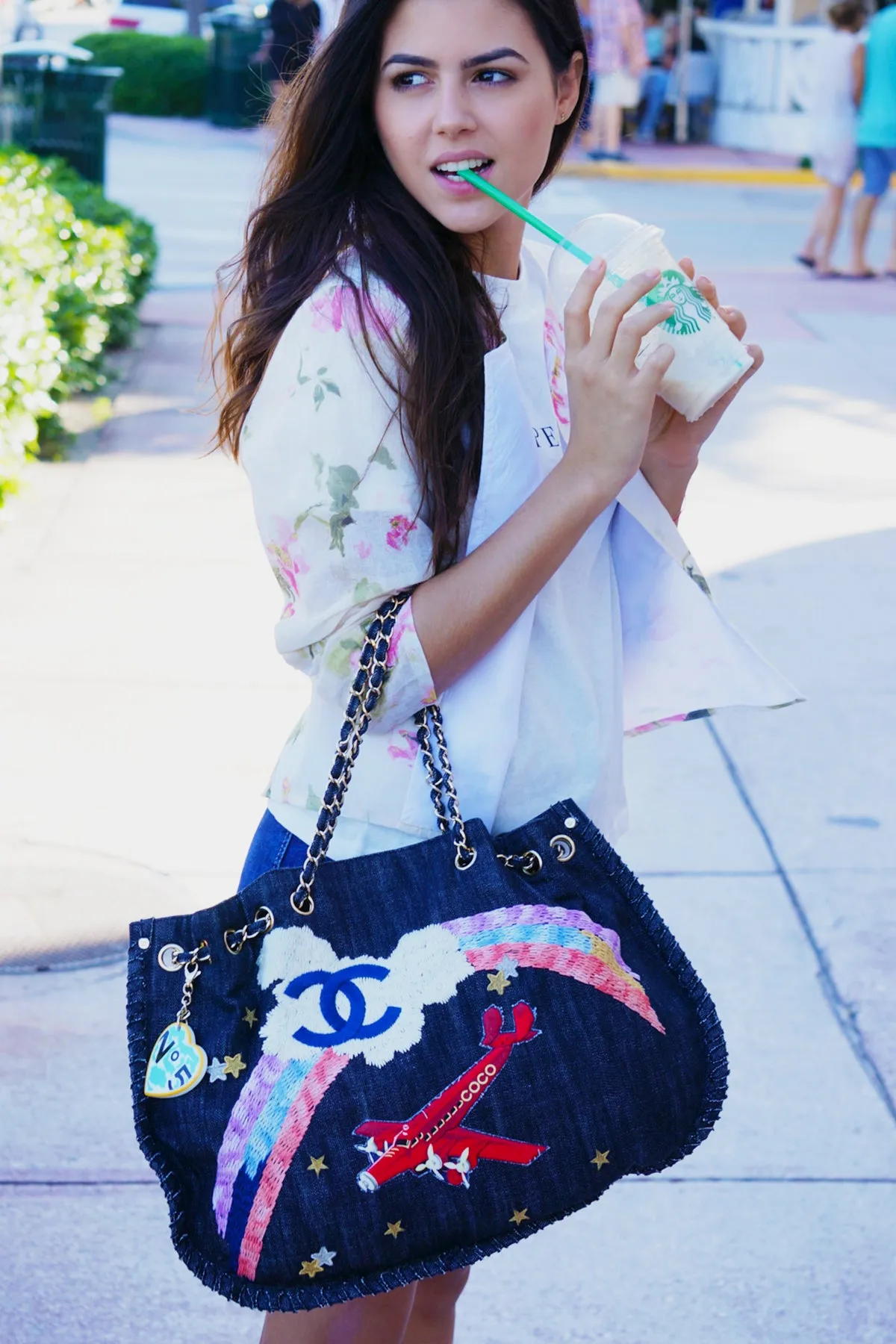 Chanel Rare Denim Airplane Mixed Media Tote