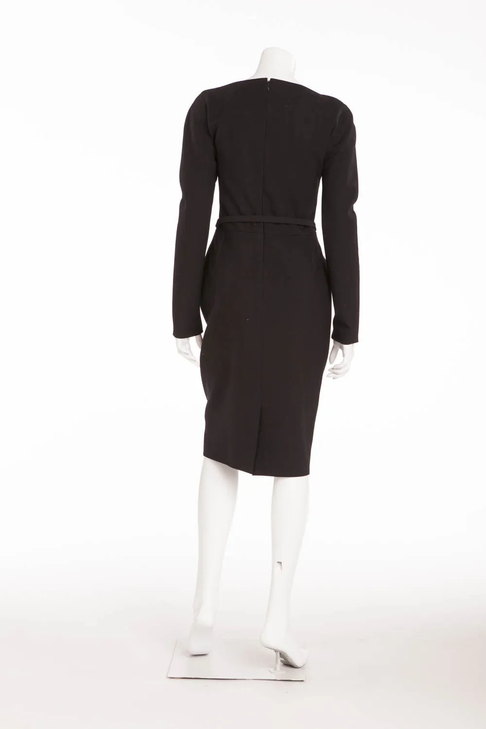Chrisitan Dior - 2PC Black Long Sleeve Dress with Skinny Belt