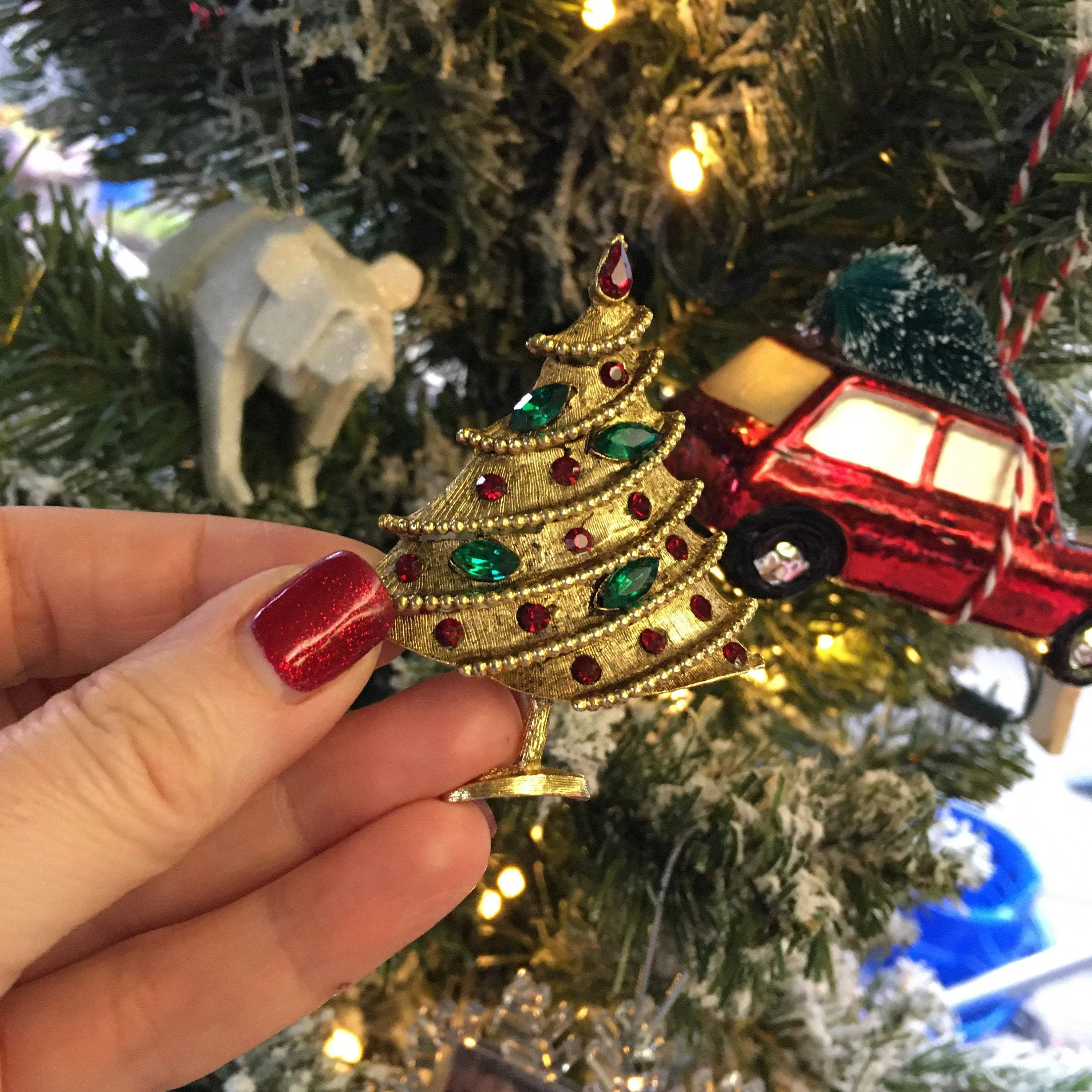 Christmas Tree Brooch Pin by Weiss