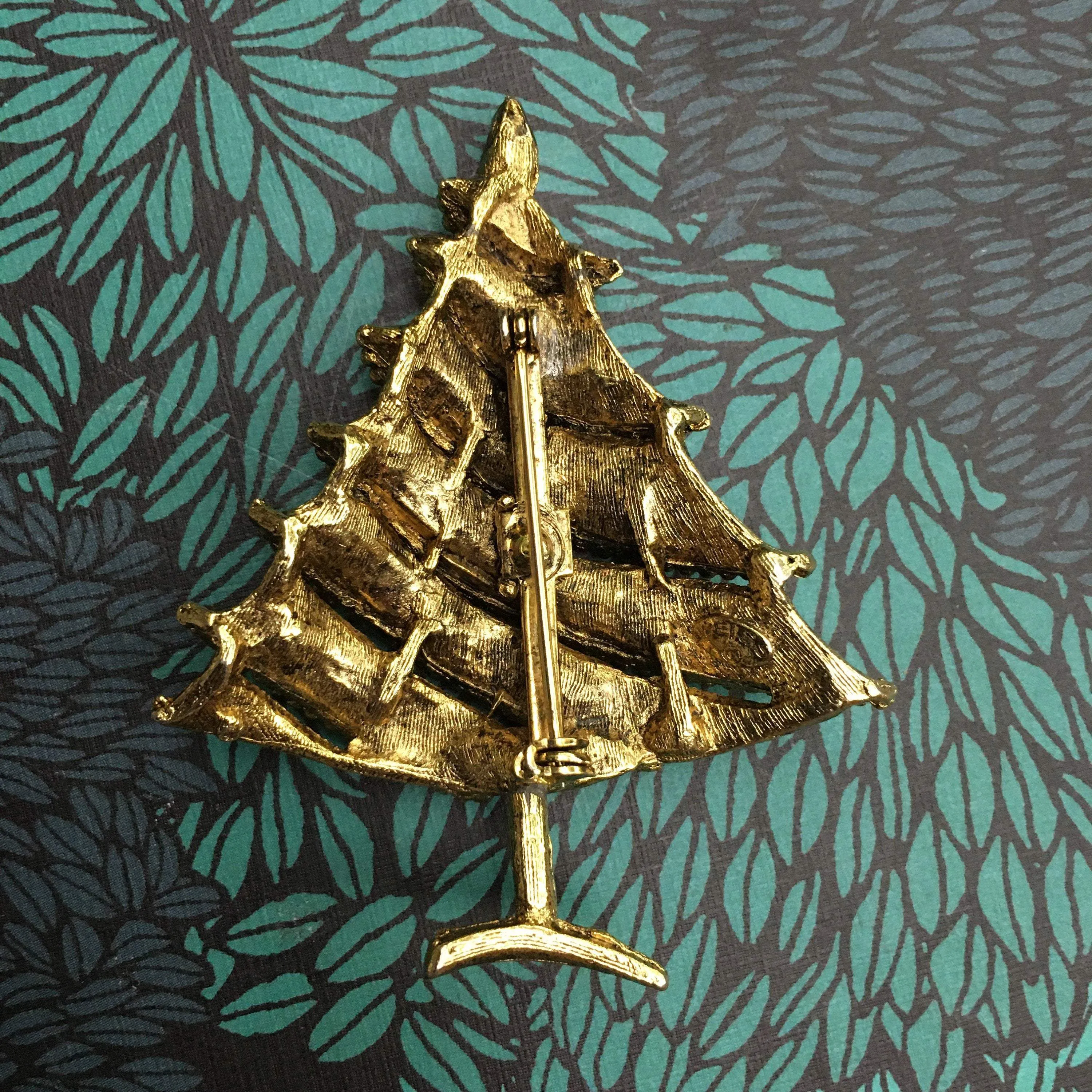 Christmas Tree Brooch Pin by Weiss