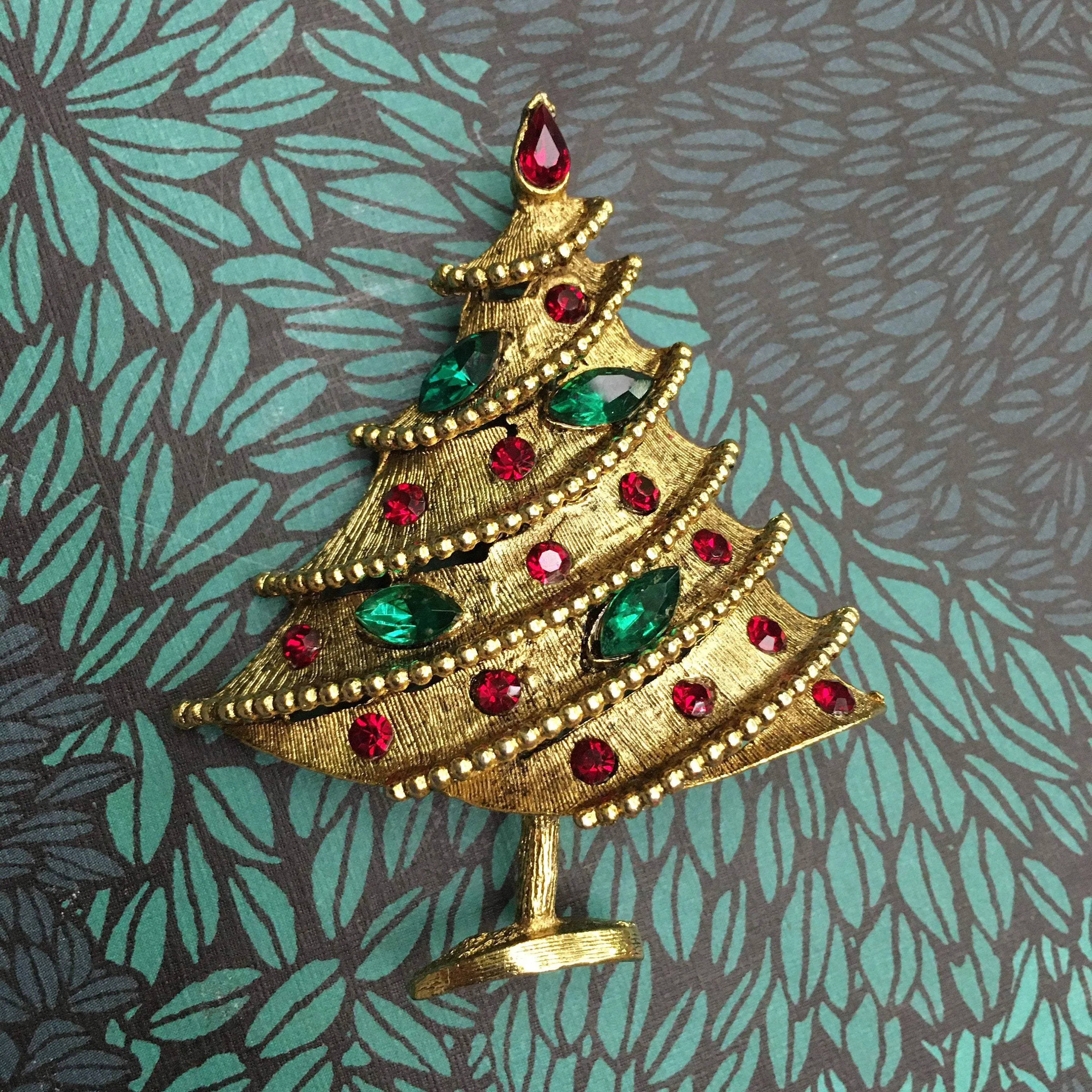 Christmas Tree Brooch Pin by Weiss
