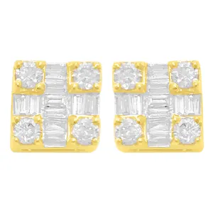 Clean Box Baguette Diamond Earrings .35cttw 10K Yellow Gold