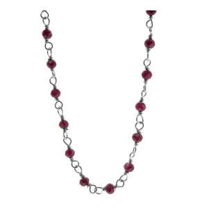 Collar MINERAL JADE ROJO PLATA