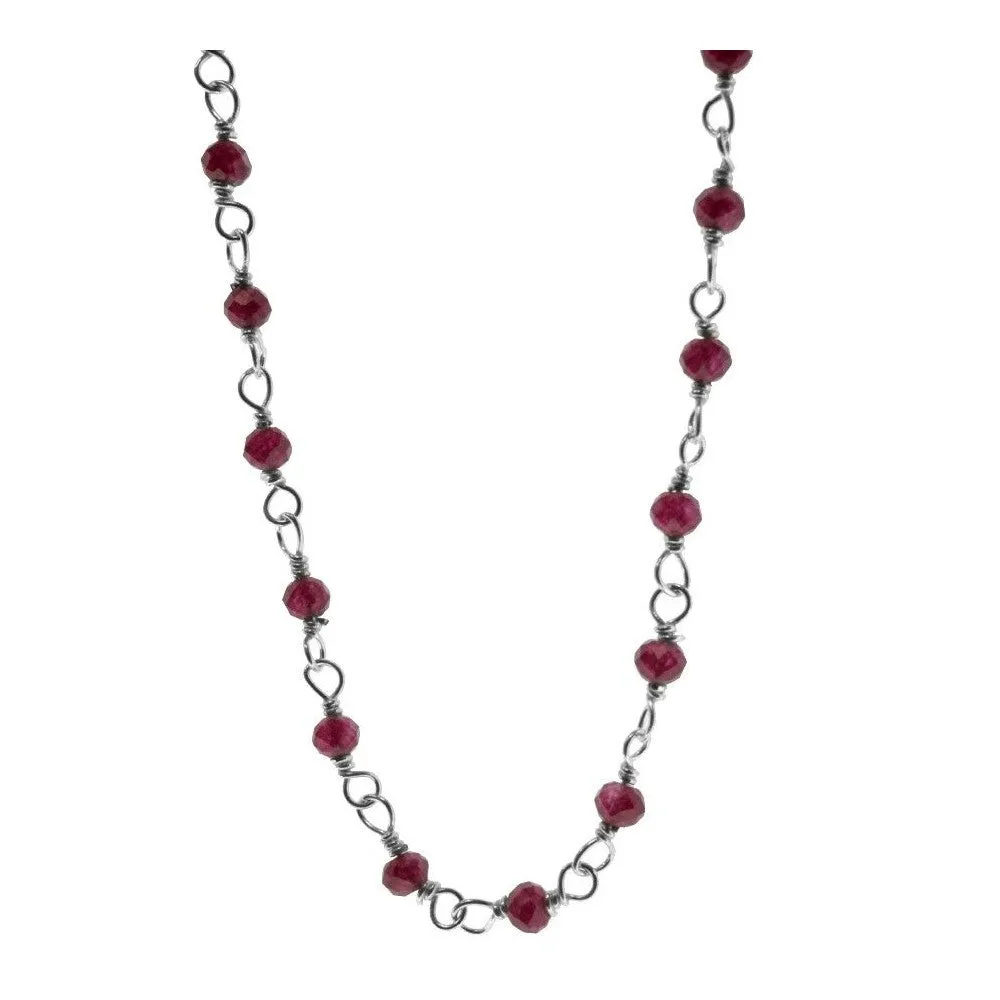 Collar MINERAL JADE ROJO PLATA