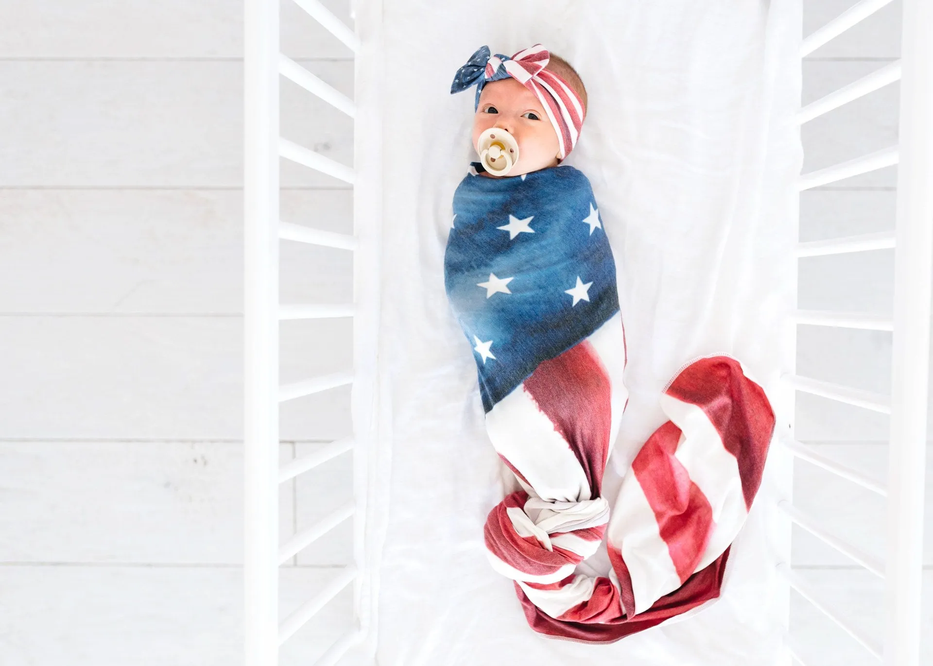 Copper Pearl Patriot Knit Headband Bow