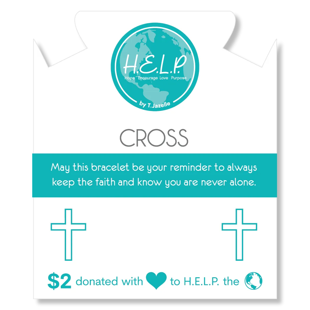 Cross Charm with Blue Opal Jade Charity Bracelet
