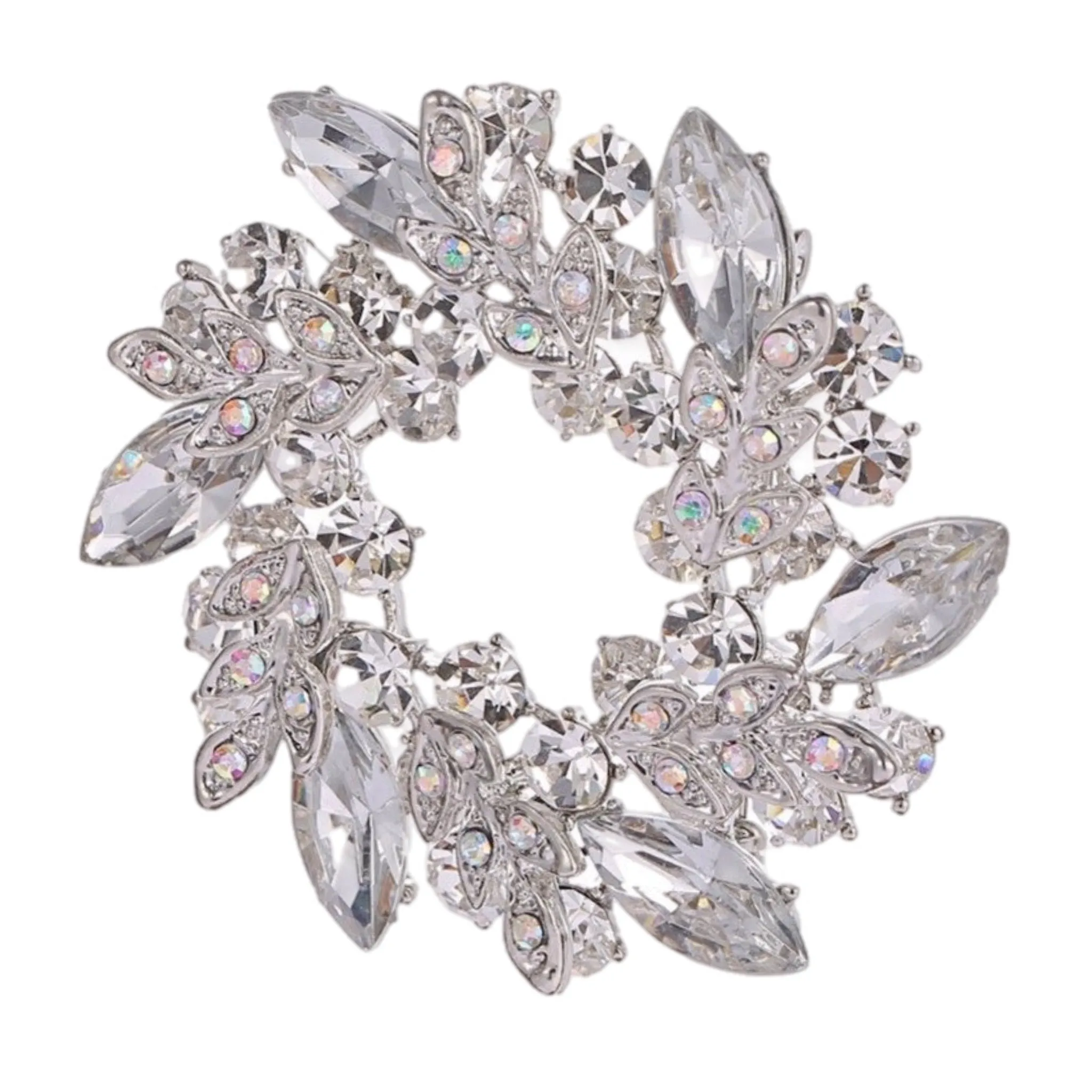 Crystal And Rhinestone Wreath Brooch