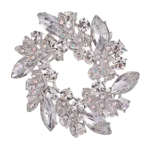 Crystal And Rhinestone Wreath Brooch
