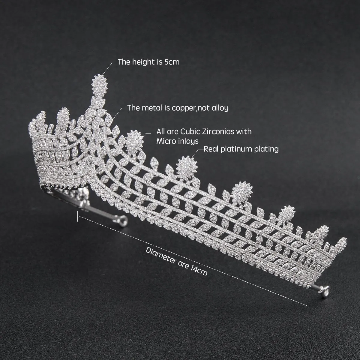 Cubic zirconia wedding bridal tiara diadem hair jewelry A90043