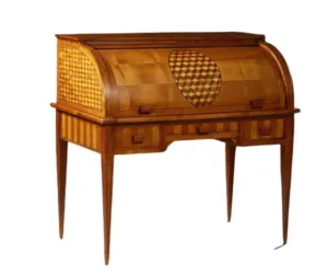 Desk, French, Louis XVI Style, Carved, Inlaid Cherry Cylinder Desk, Vintage!!