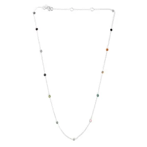 Dew Drops Dotted Gemstones Necklace Silver