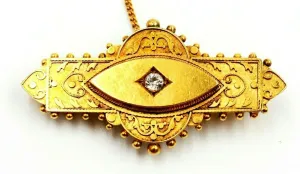 Diamond 15ct Yellow Gold Memorial Brooch