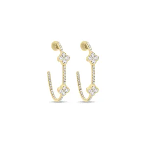 Diamond Clover Hoop Earrings